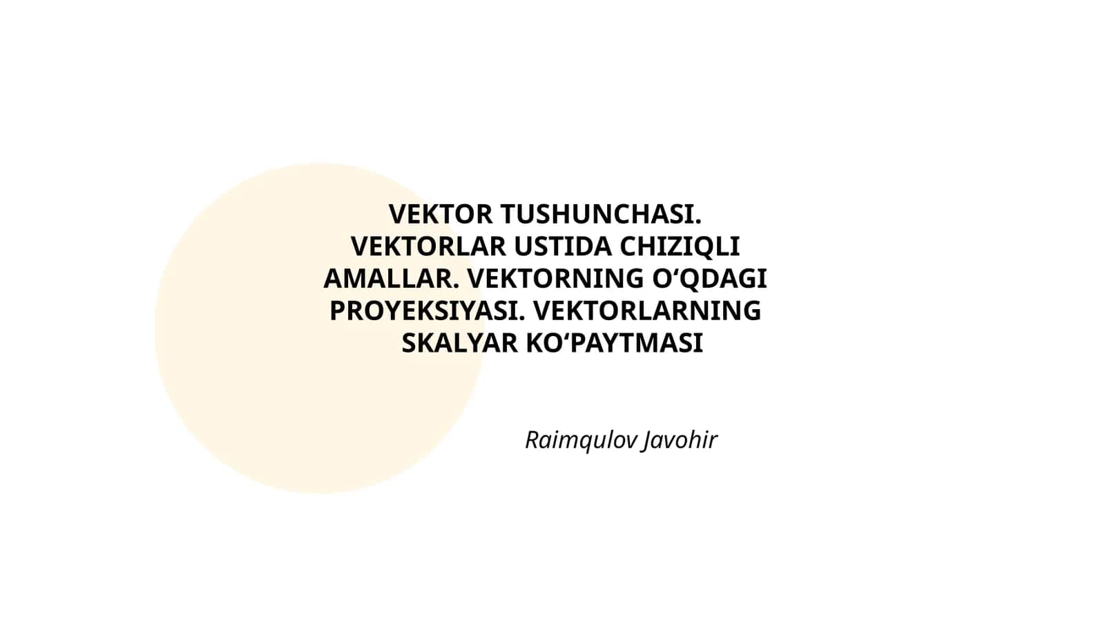 Vektor Tushunchasi