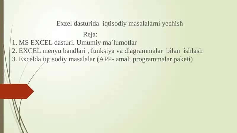 EXCELdasturi