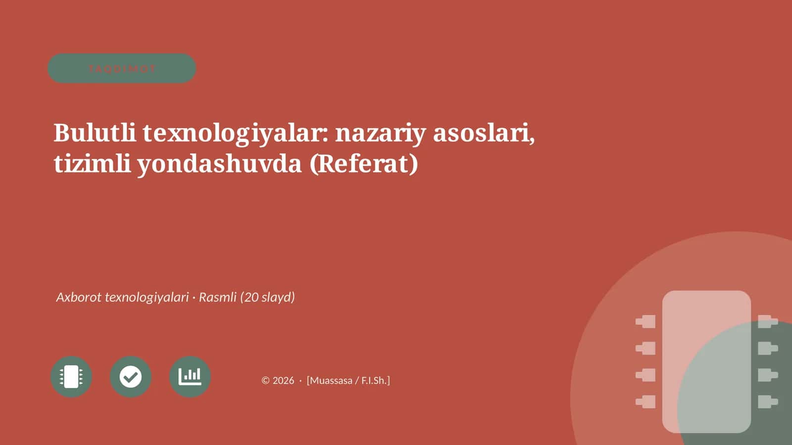 Bulutli texnologiyalar: nazariy asoslari, tizimli yondashuvda (Referat)