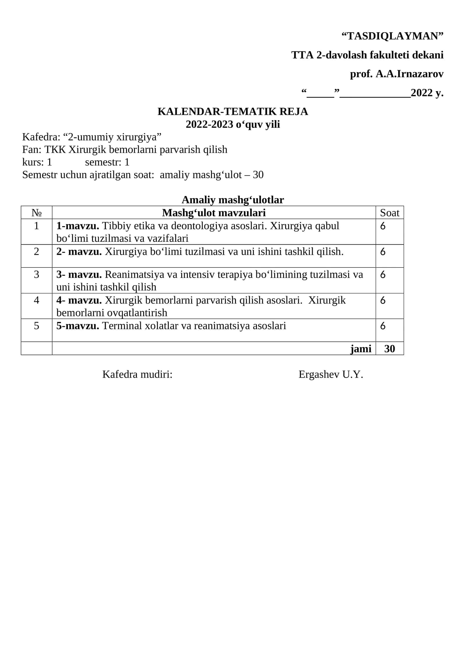 Xirurgik bemorlarni parvarish qilish
