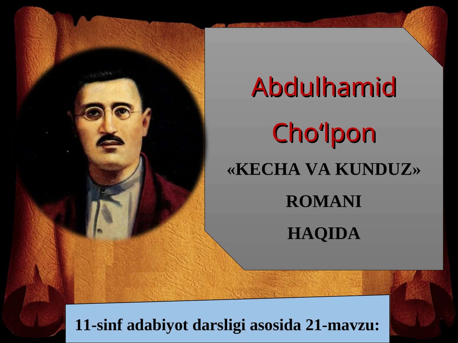 Abdulhamid Cho‘lpon «KECHA VA KUNDUZ» ROMANI HAQIDA