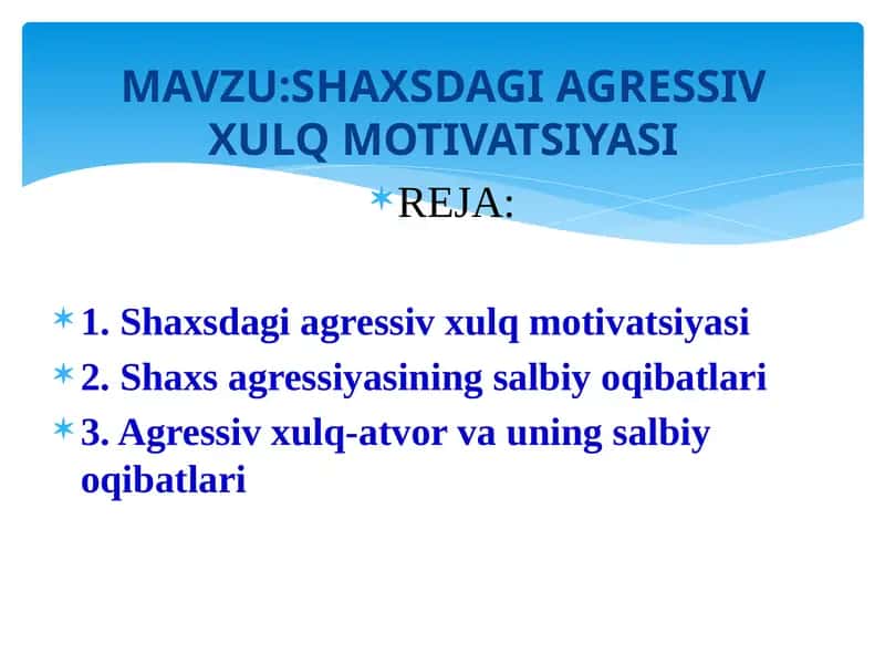 Agressiv xulq motivatsiyasi