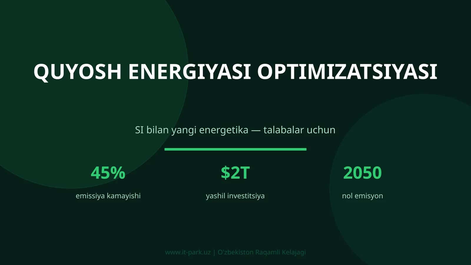 Quyosh energiyasi optimizatsiyasi