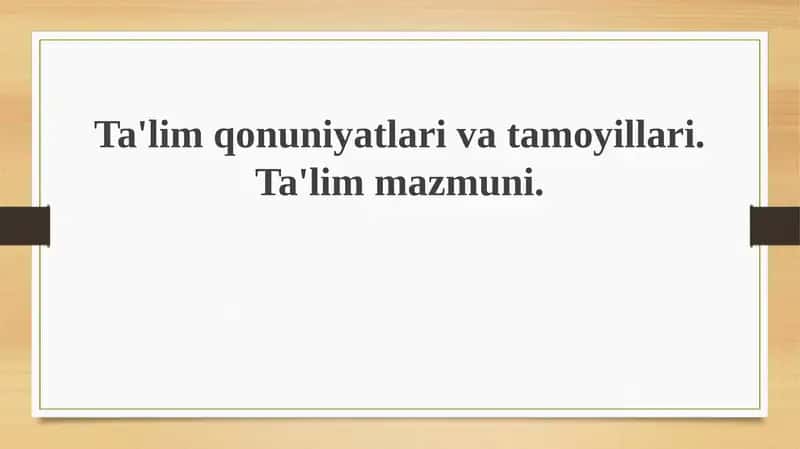 Ta'lim qonunchiligi va asosiy prinsiplari