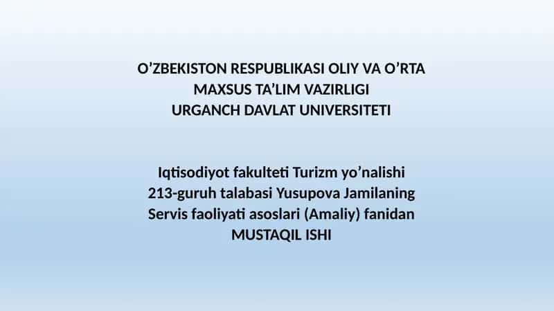 Servis faoliyati turlari