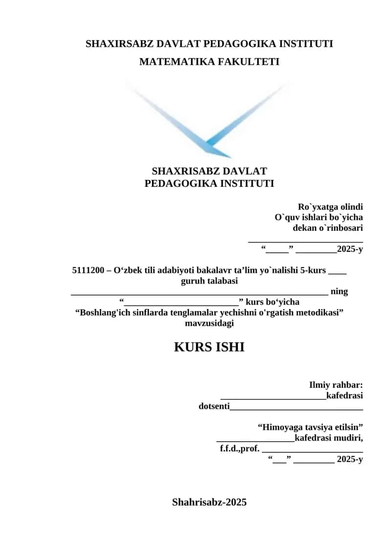 Boshlang'ich sinflarda algebraik tafakkurni rivojlantirish yo‘llari