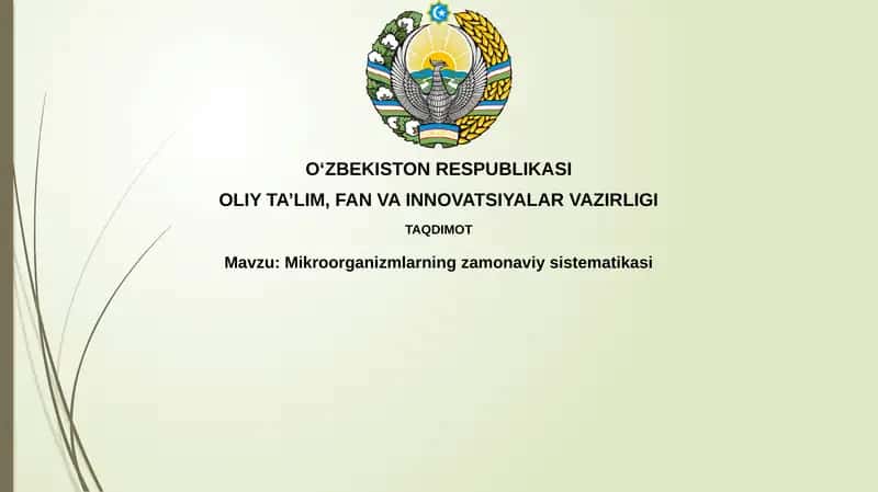 Mikroorganizmlarning zamonaviy sistematikasi