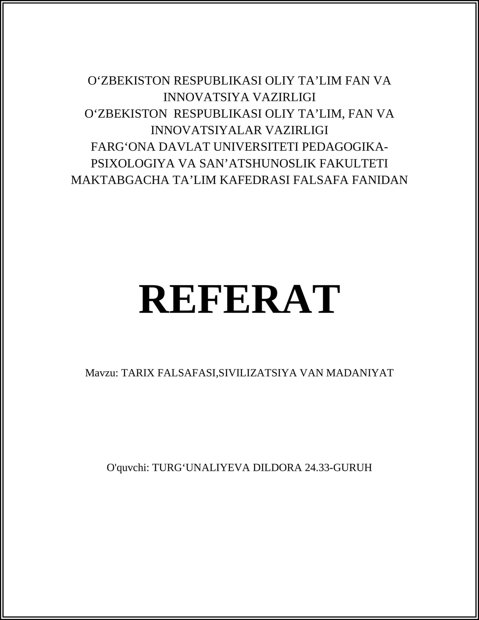 TARIX FALSAFASI