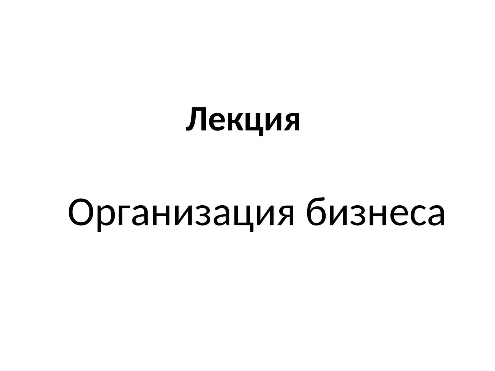 Организация бизнеса