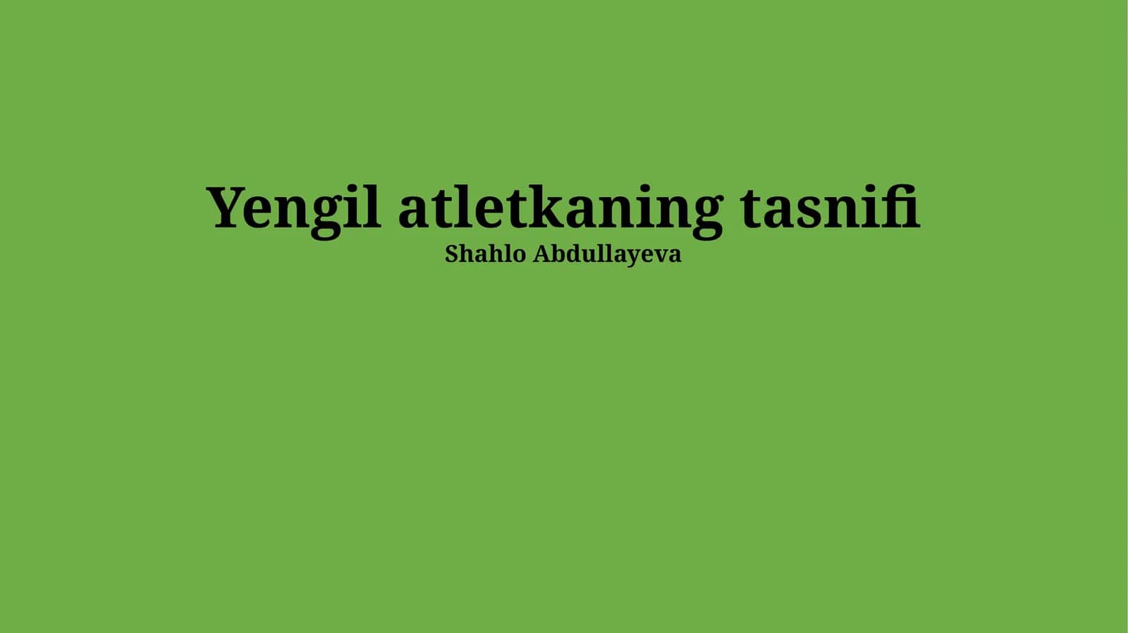 Yengil atletkaning tasnifi