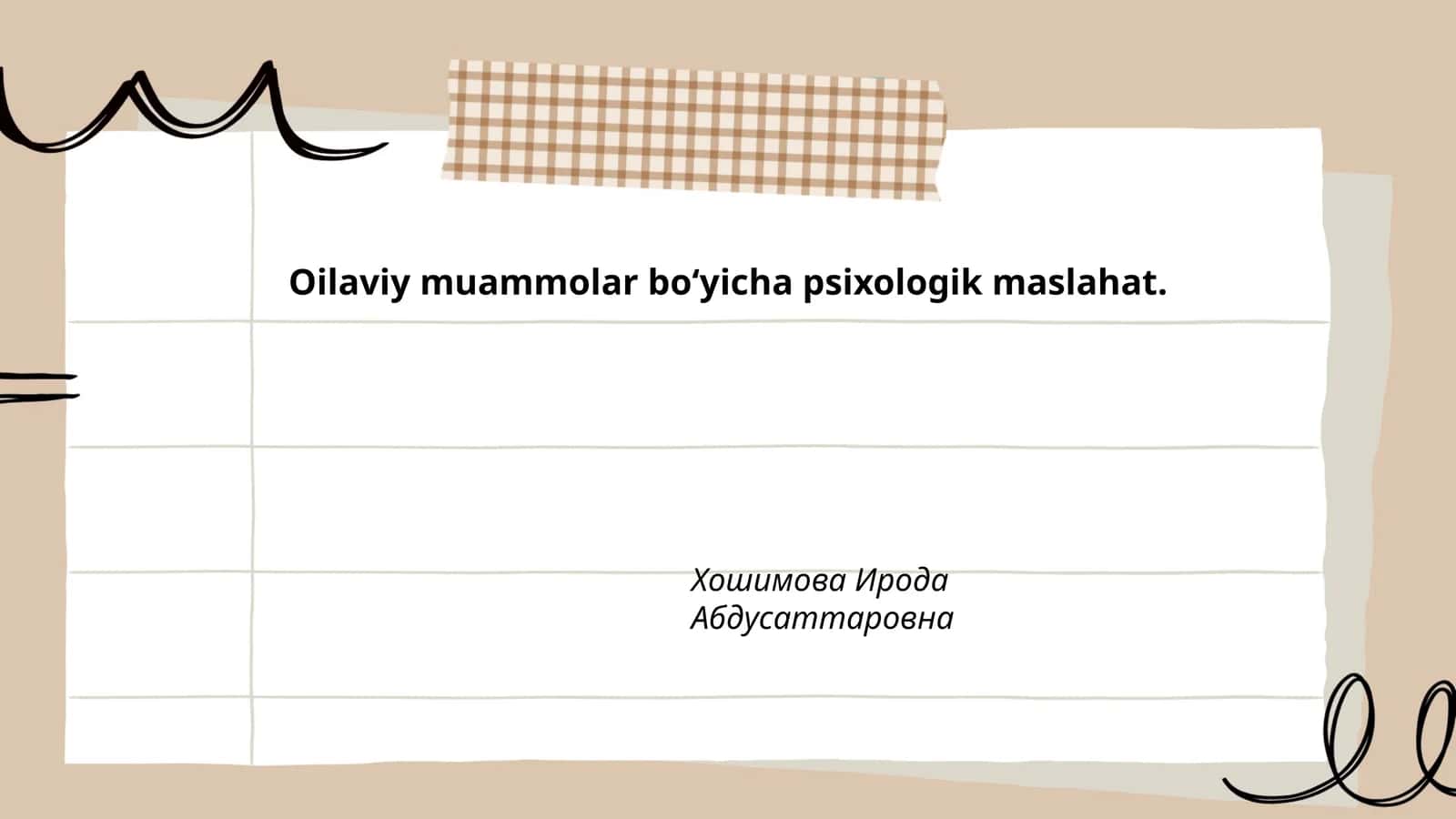 Oilaviy muammolar bo‘yicha psixologik maslahat