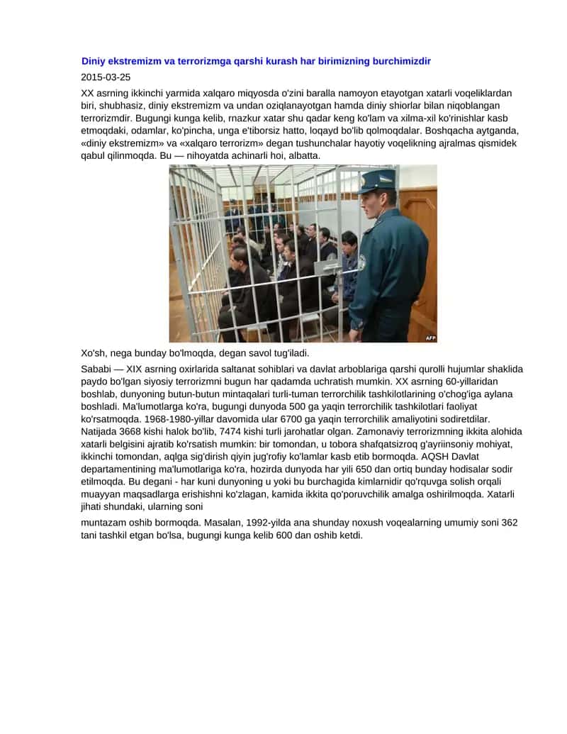 Diniy ekstremizm va terrorizmga qarshi kurash