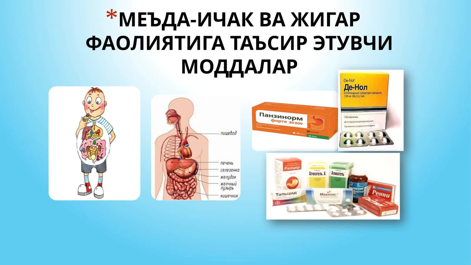 МЕЪДА-ИЧАК ВА ЖИГАР ФАОЛИЯТИГА ТАЪСИР ЭТУВЧИ МОДДАЛАР