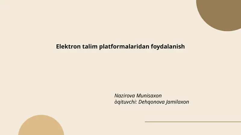 Elektron talim platformalaridan foydalanish