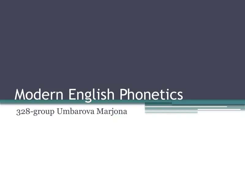 Modern English Phonetics