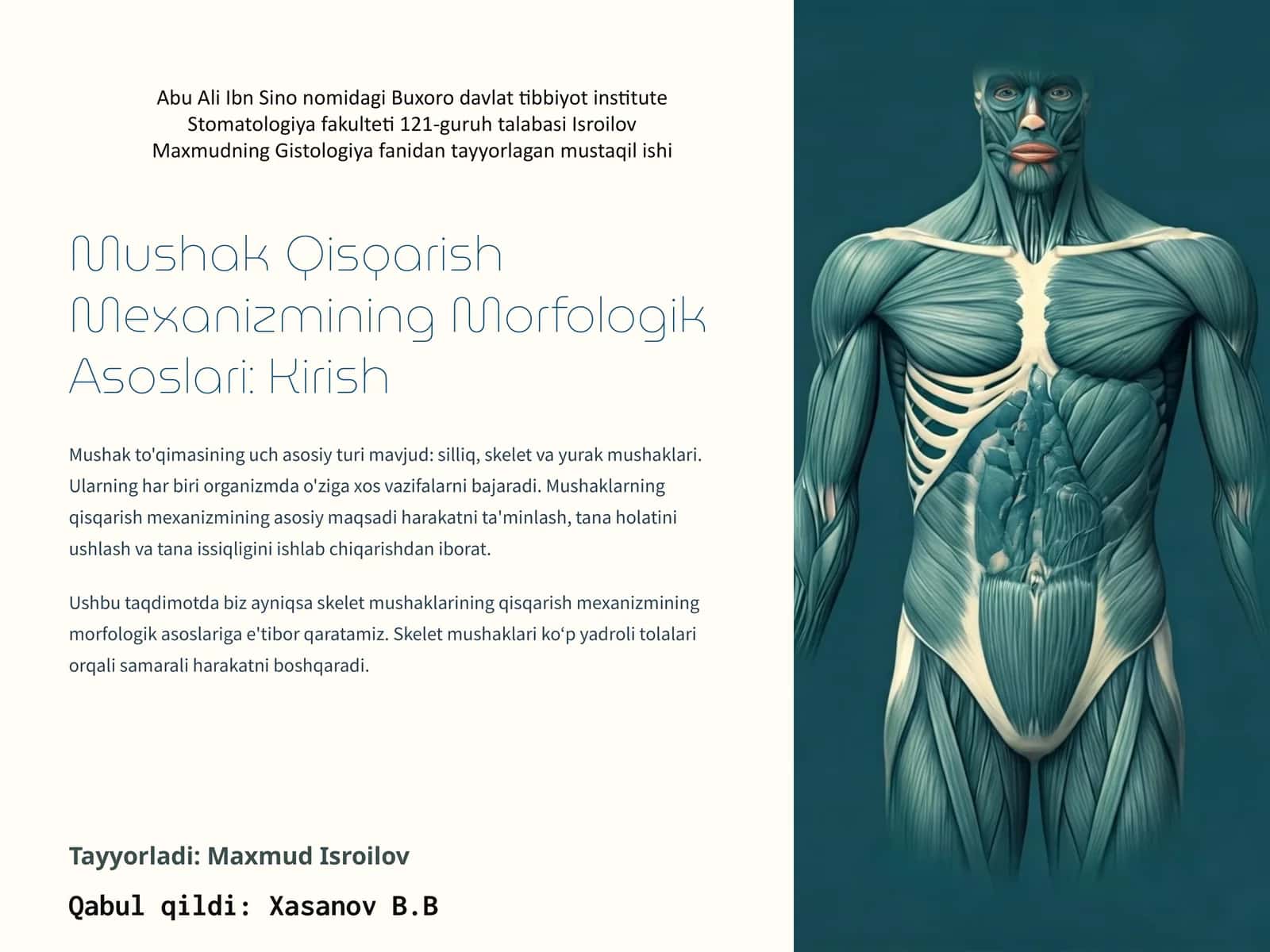 Mushak Qisqarish Mexanizmining Morfologik Asoslari: Kirish