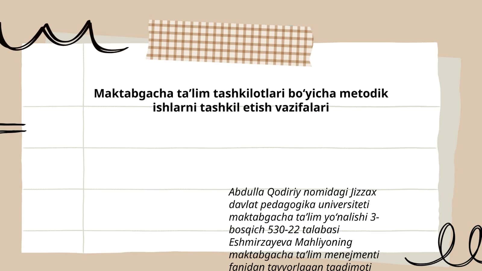 Maktabgacha taʼlim tashkilotlari boʻyicha metodik ishlarni tashkil etish vazifalari