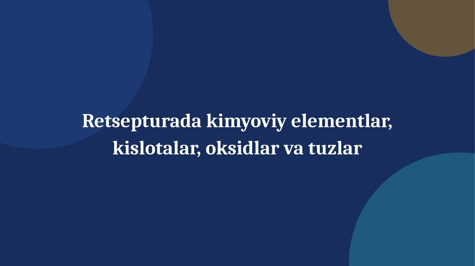 Retsepturada kimyoviy elementlar