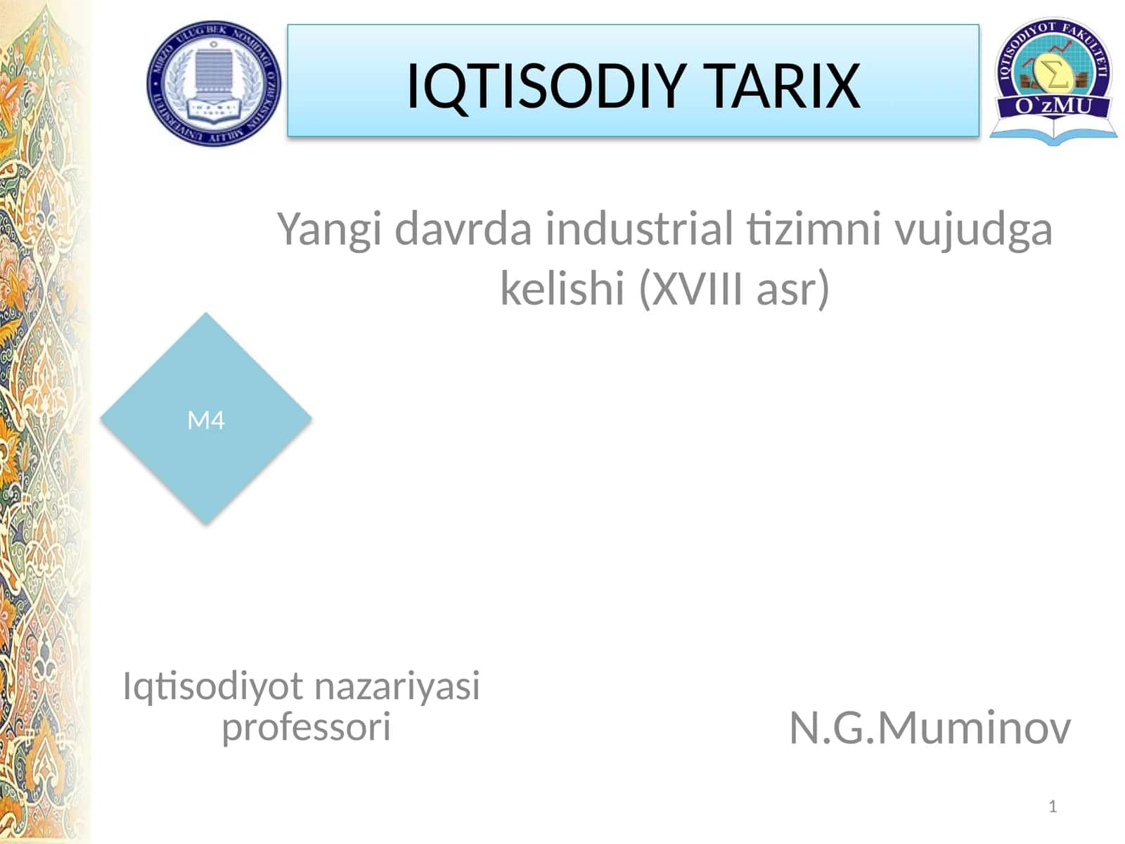 Yangi davrda industrial tizimni vujudga kelishi (XVIII asr)