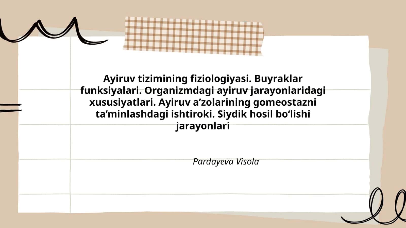 Ayiruv tizimining fiziologiyasi
