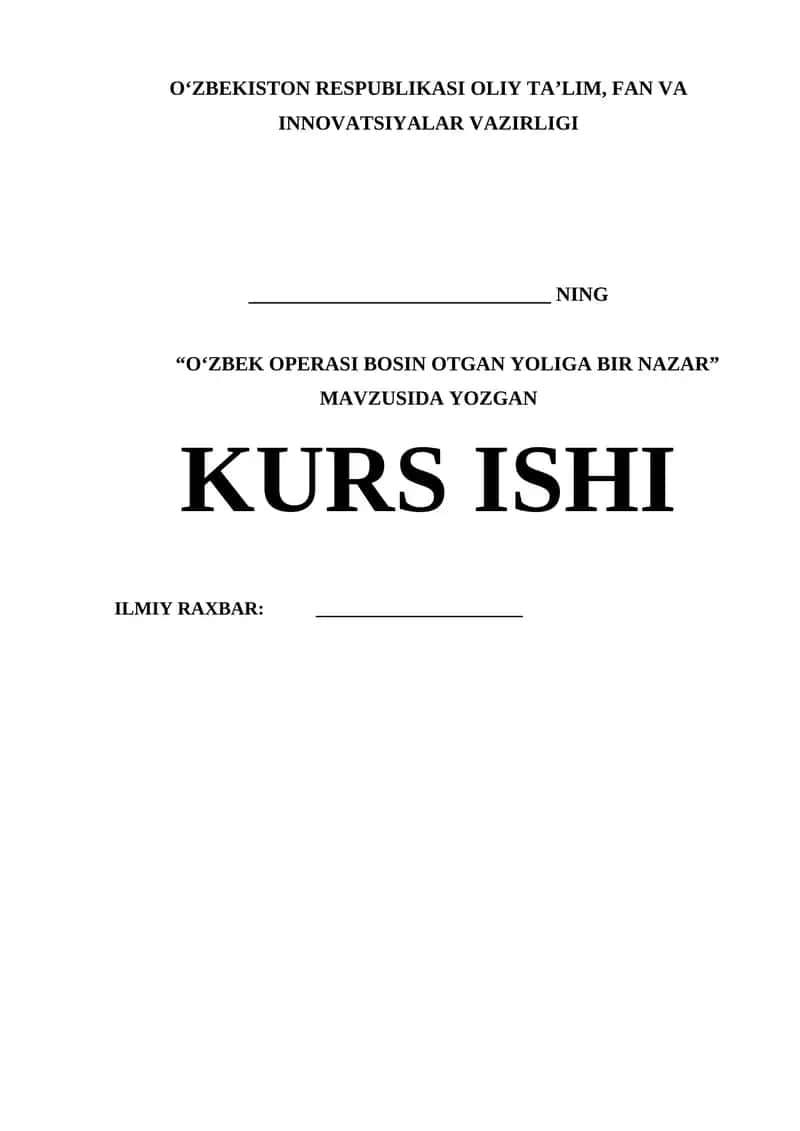 O‘zbek Operasi Bosin Otgan Yoliga Bir Nazar