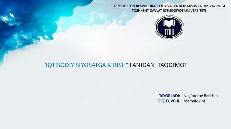 IQTISODIY SIYOSATGA KIRISH