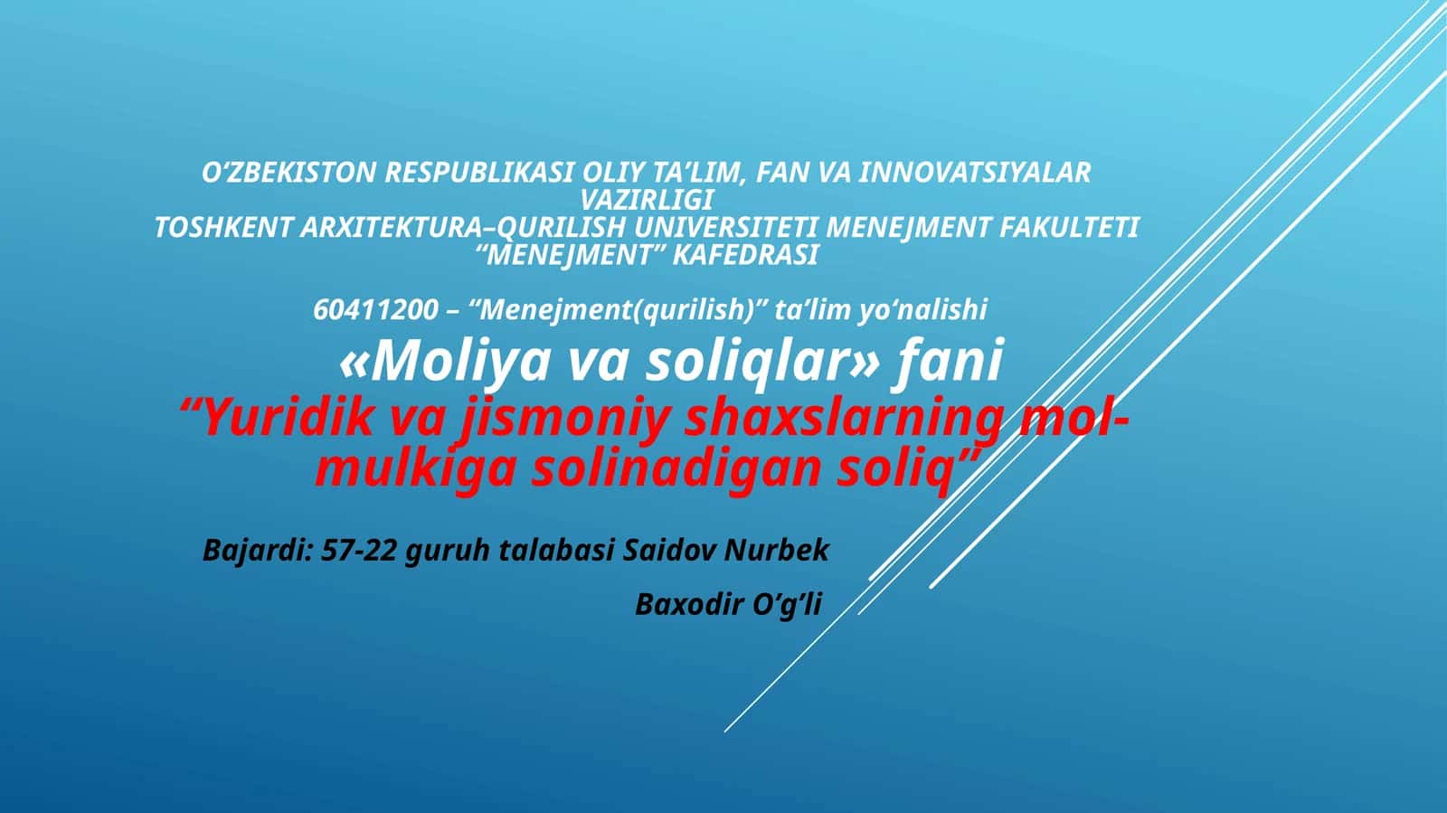 Yuridik va jismoniy shaxslarning mol-mulkiga solinadigan soliq