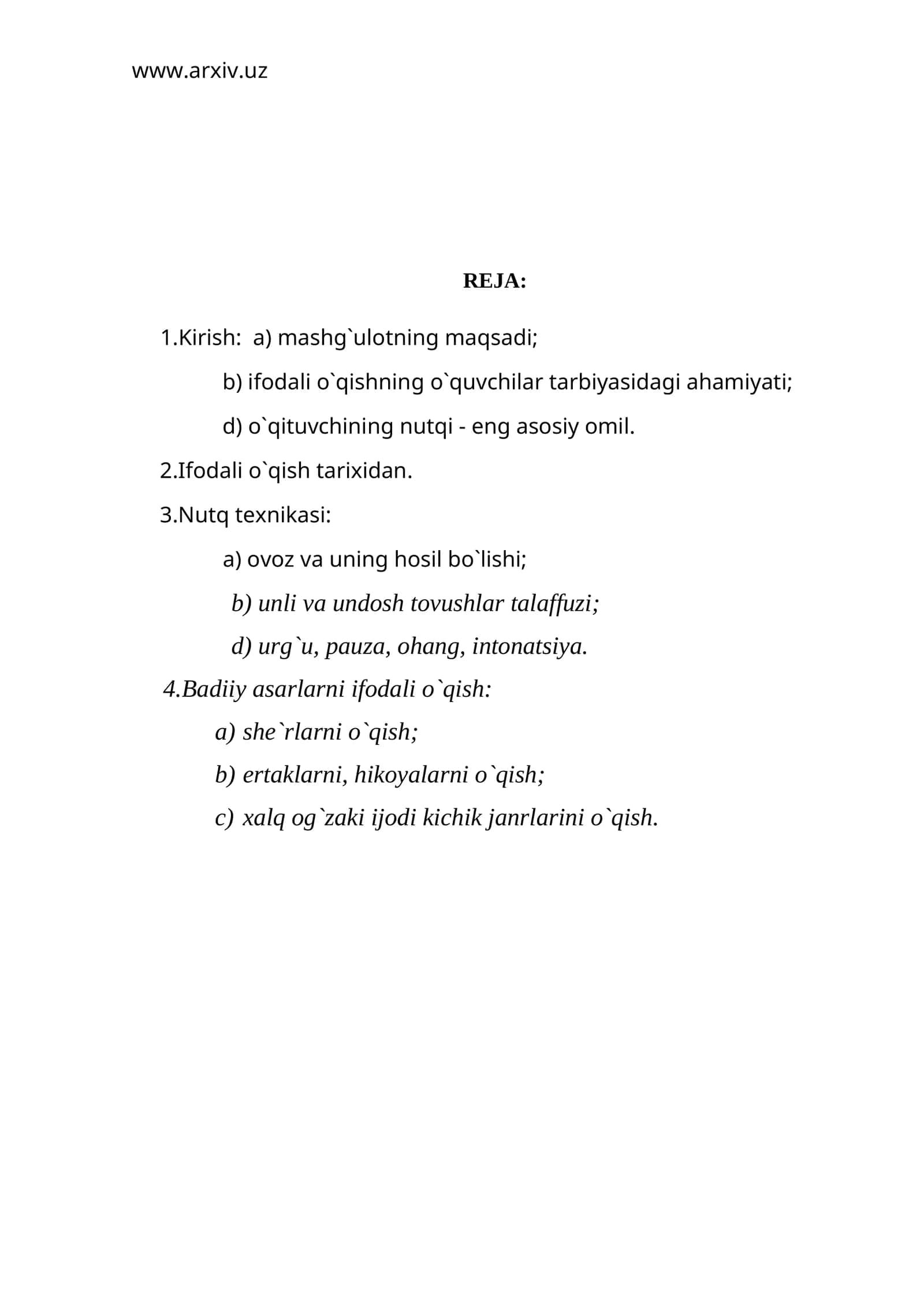 Ifodali o'qish metodikasi