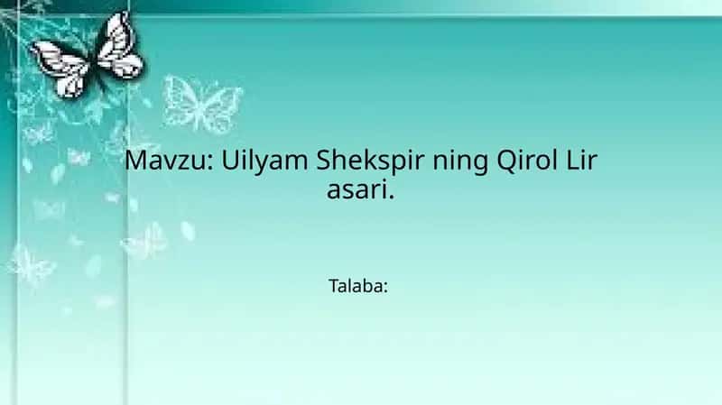 Uilyam Shekspirning Qirol Lir asari