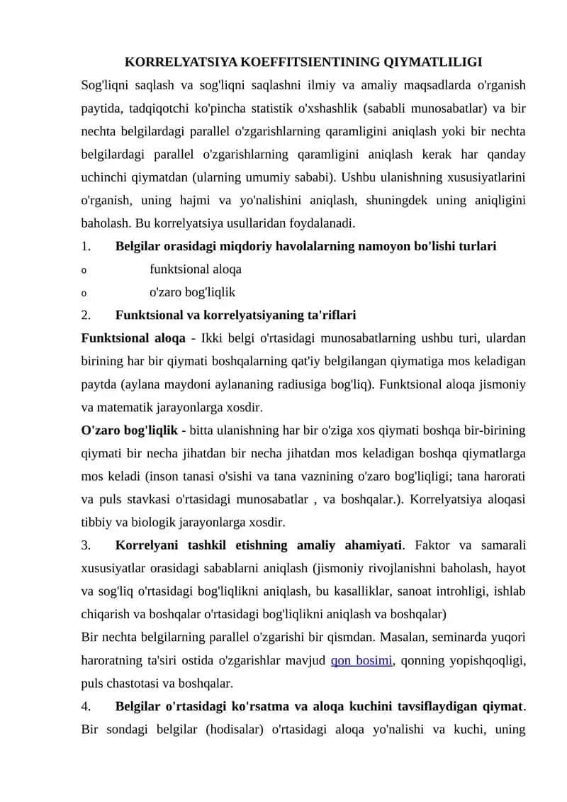 Korrelyatsiya Koeffitsienti