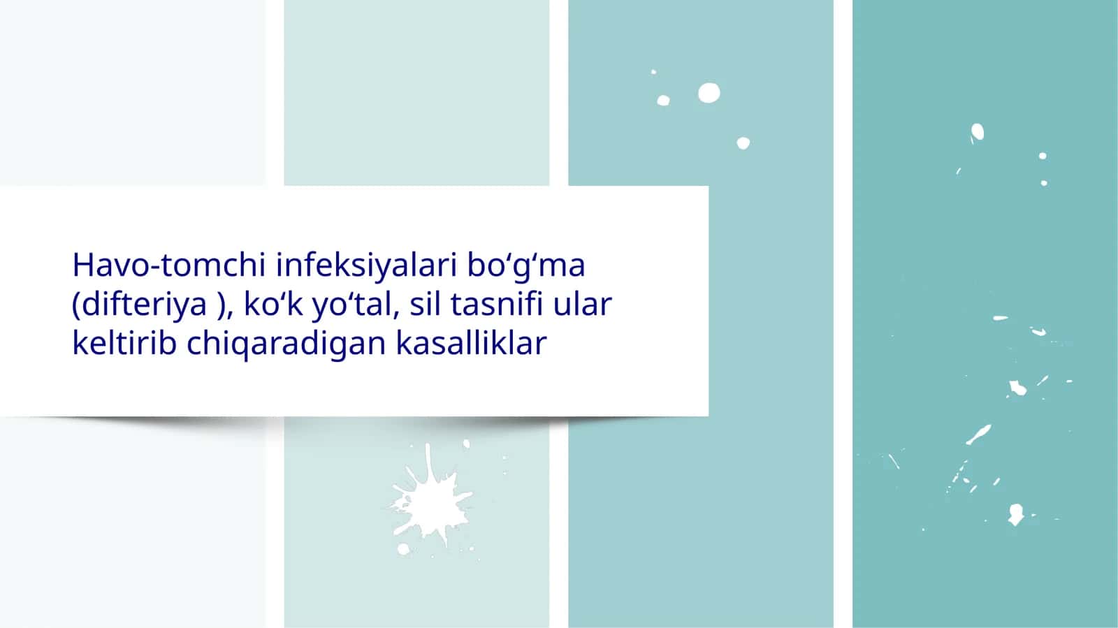 Havo tomchi infeksiyasi bogʻma koʻk yoʻtal sil tasnifi