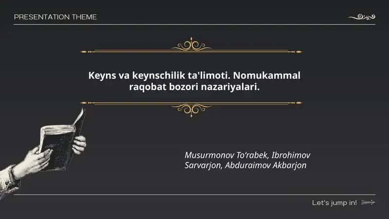 Keyns va keynschilik ta'limoti. Nomukammal raqobat bozori nazariyalari
