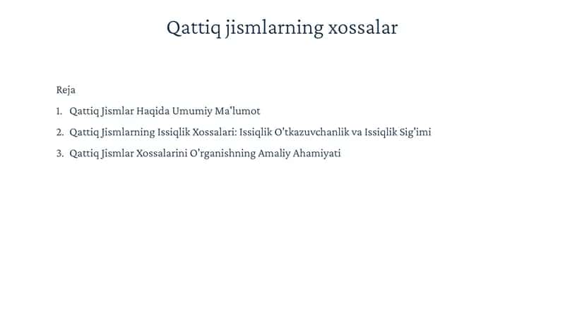 Qattiqjismlarningxossalar