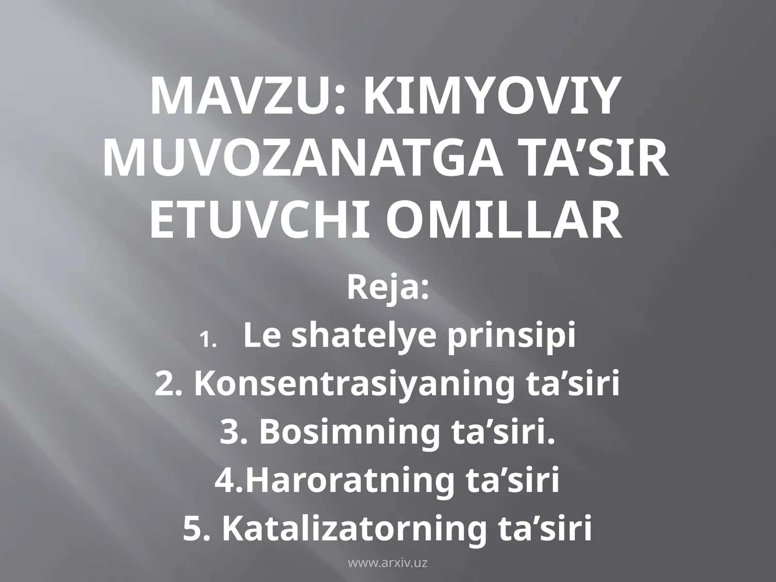 Kimyoviymuvozanatgata’siretuvchiomillar