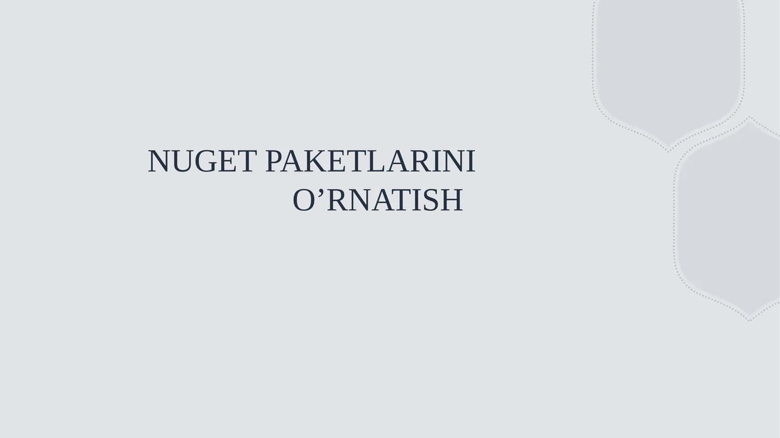 NUGET PAKETLARINI O’RNATISH