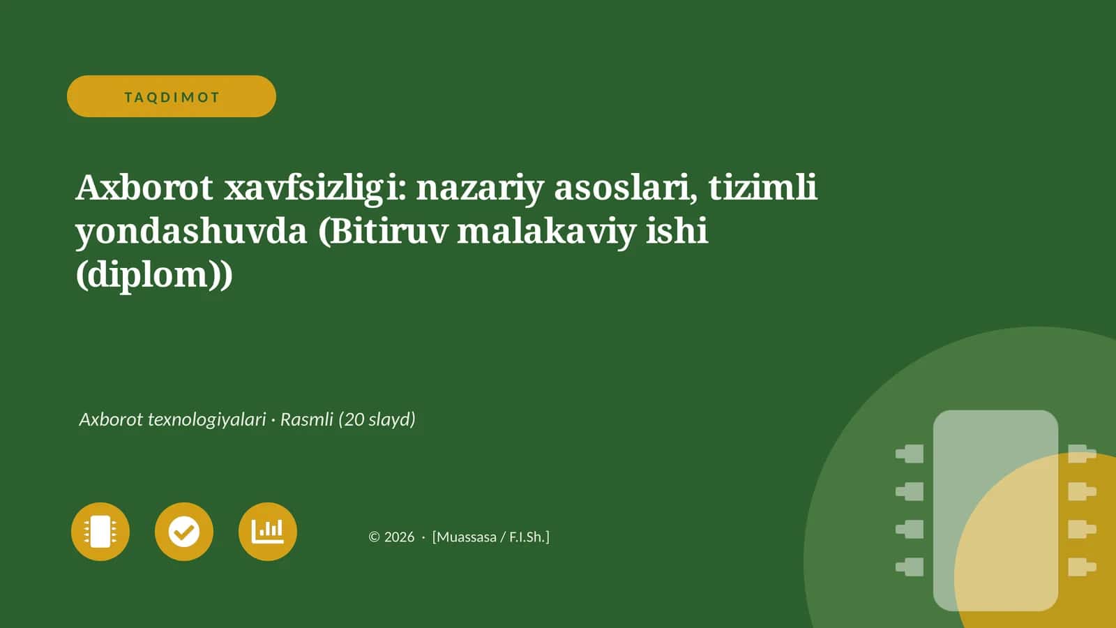 Axborot xavfsizligi: nazariy asoslari, tizimli yondashuvda (Bitiruv malakaviy ishi (diplom))