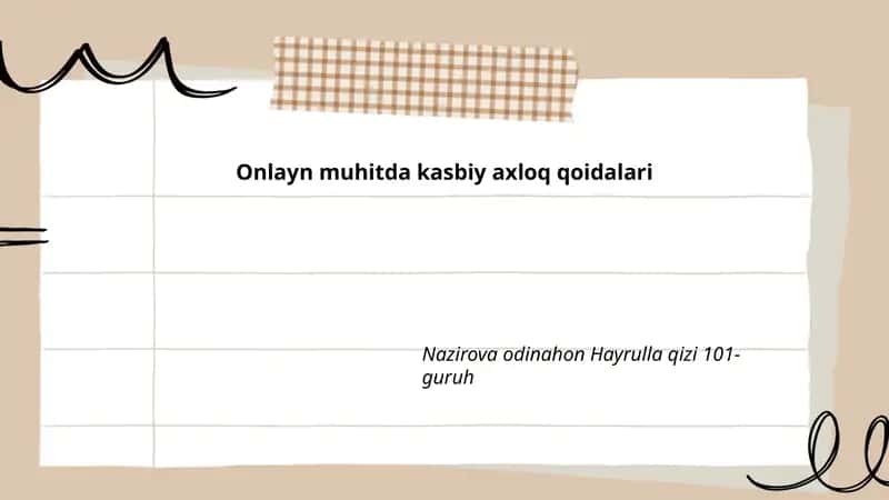 Onlayn muhitda kasbiy axloq qoidalari