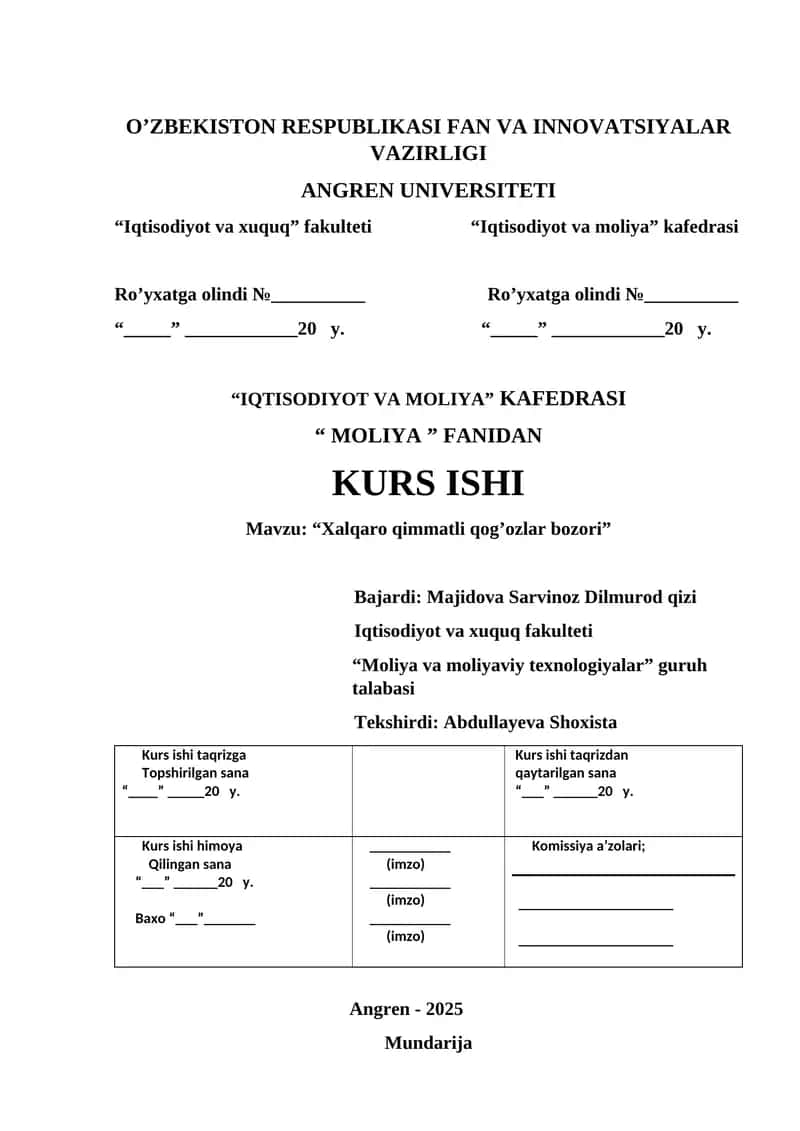 Xalqaro qimmatli qog’ozlar bozori