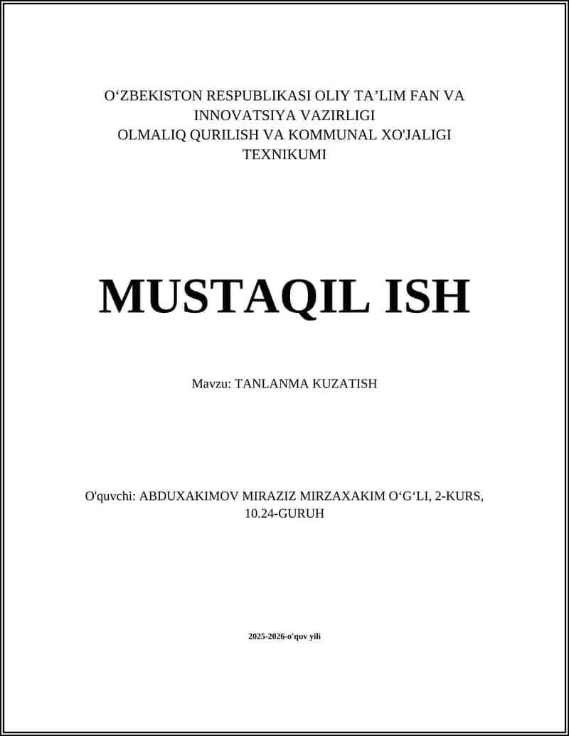 Tanlanma Kuzatish