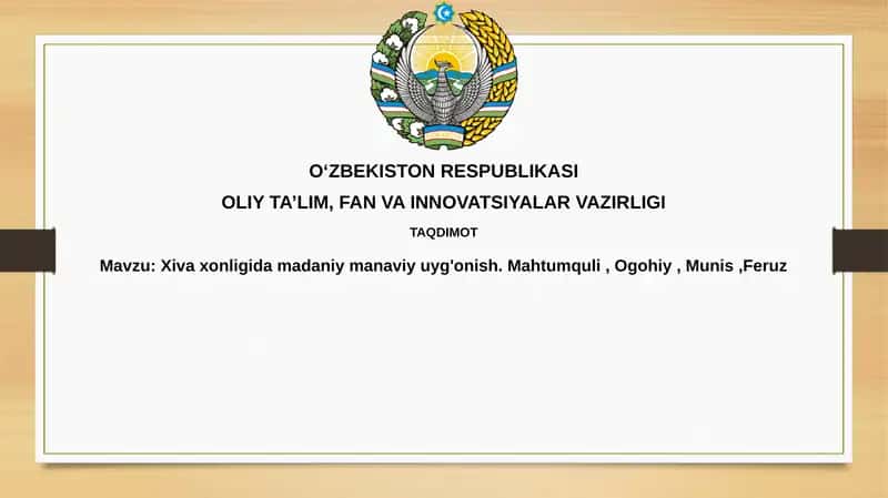 Xiva xonligida madaniy yuksalish davri