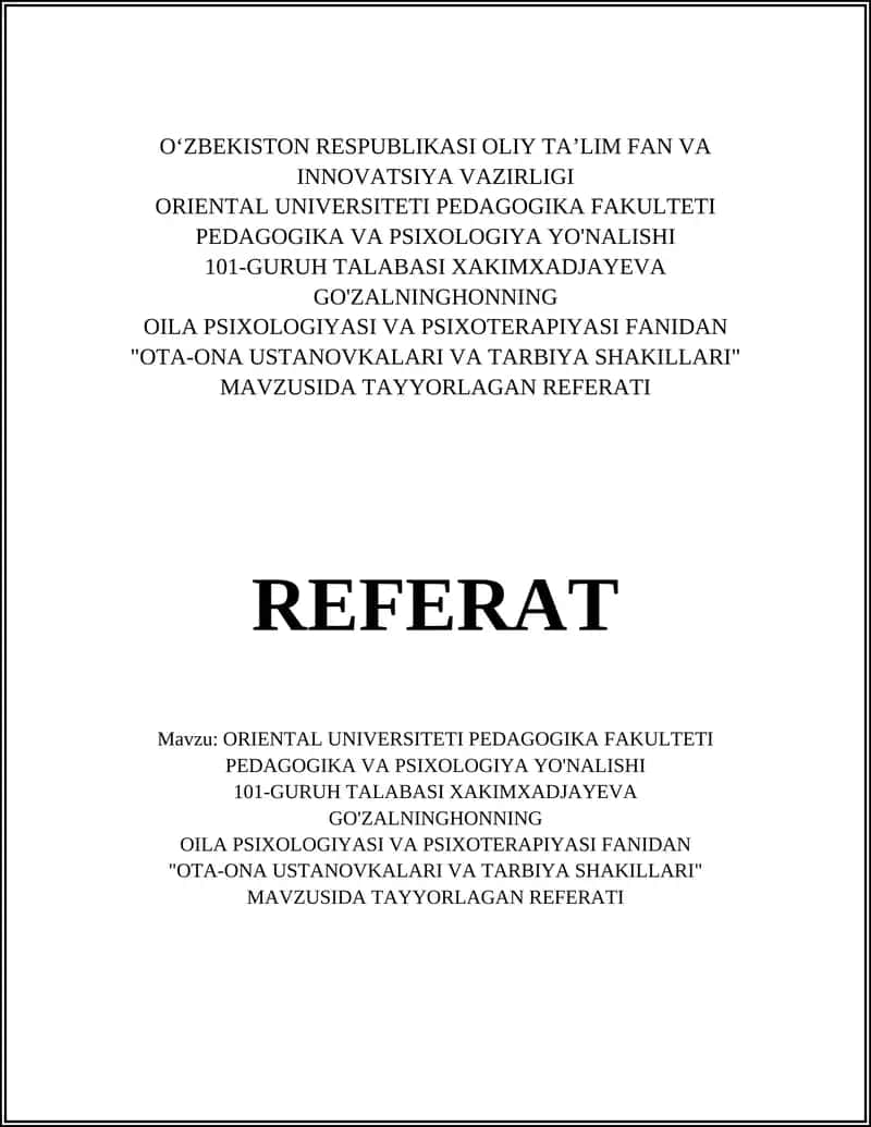 ORIENTAL UNIVERSITETI PEDAGOGIKA FAKULTETI