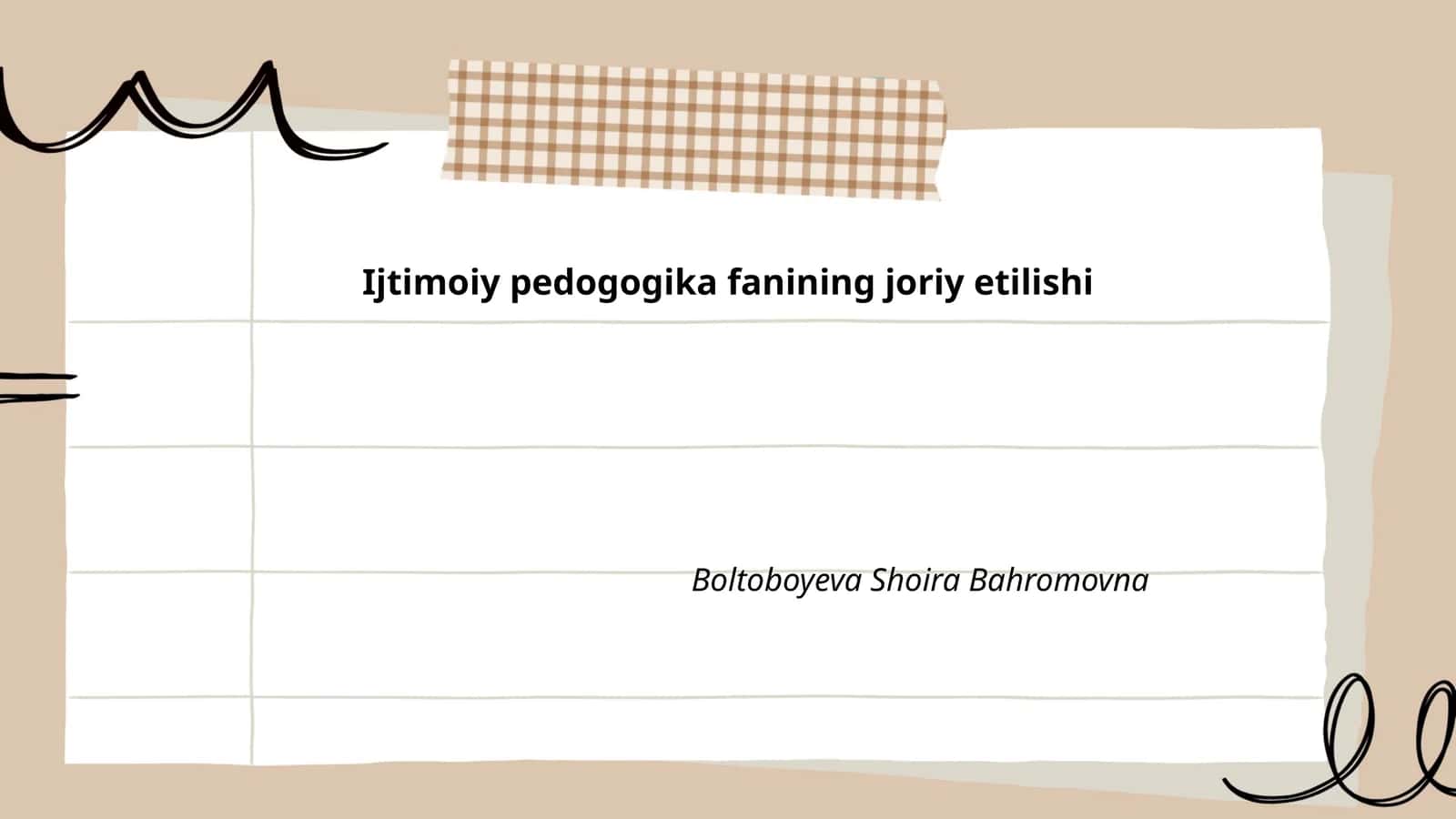 Ijtimoiy pedogogika fanining joriy etilishi