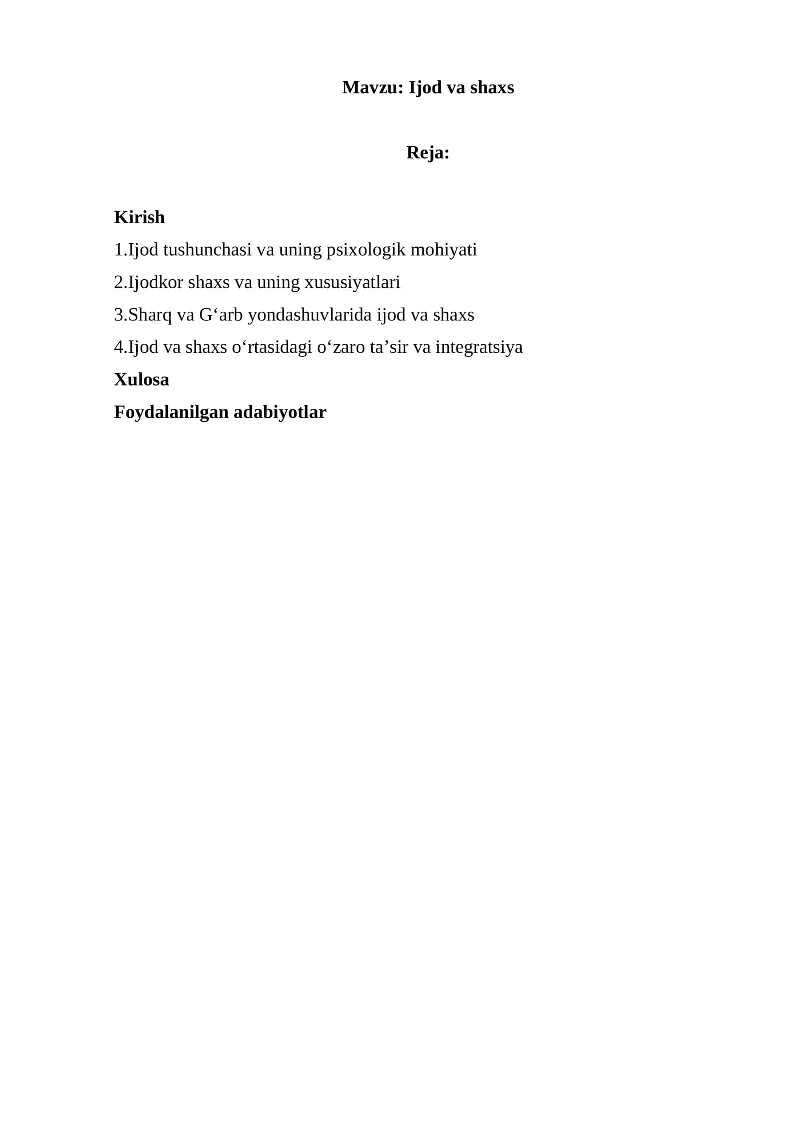 Ijod va shaxs