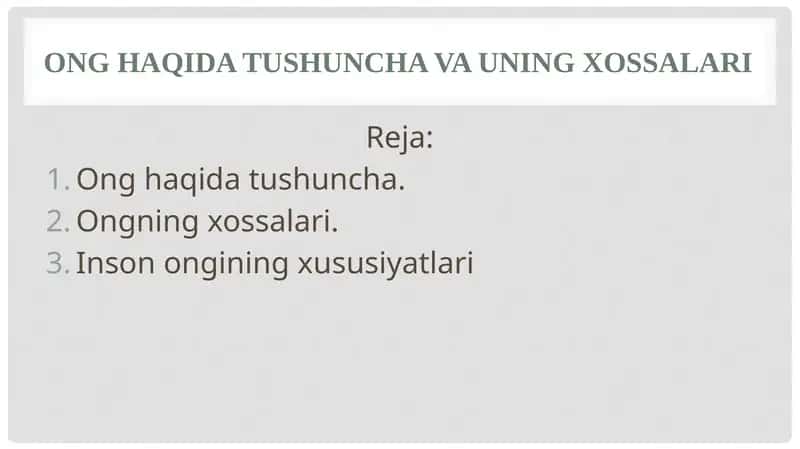 Onghaqidatushunchavauningxossalari