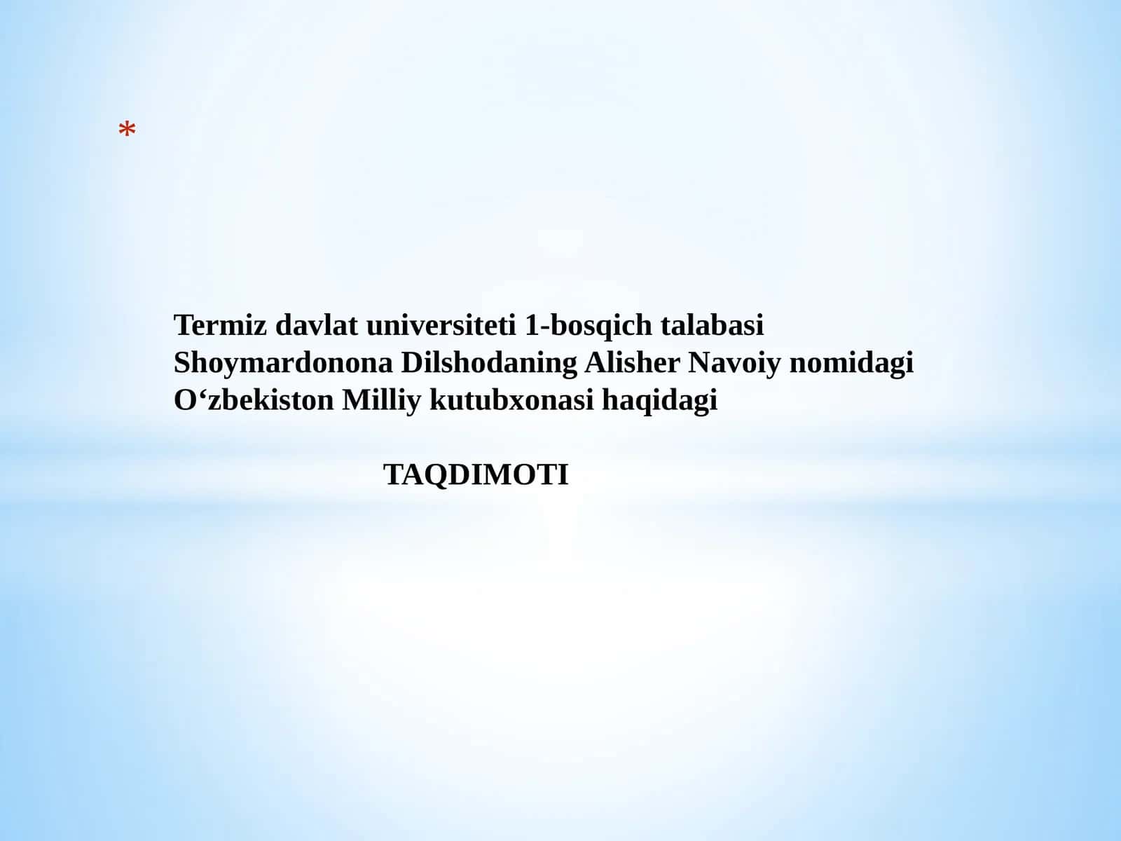 O'zbekiston Milliy kutubxonasi