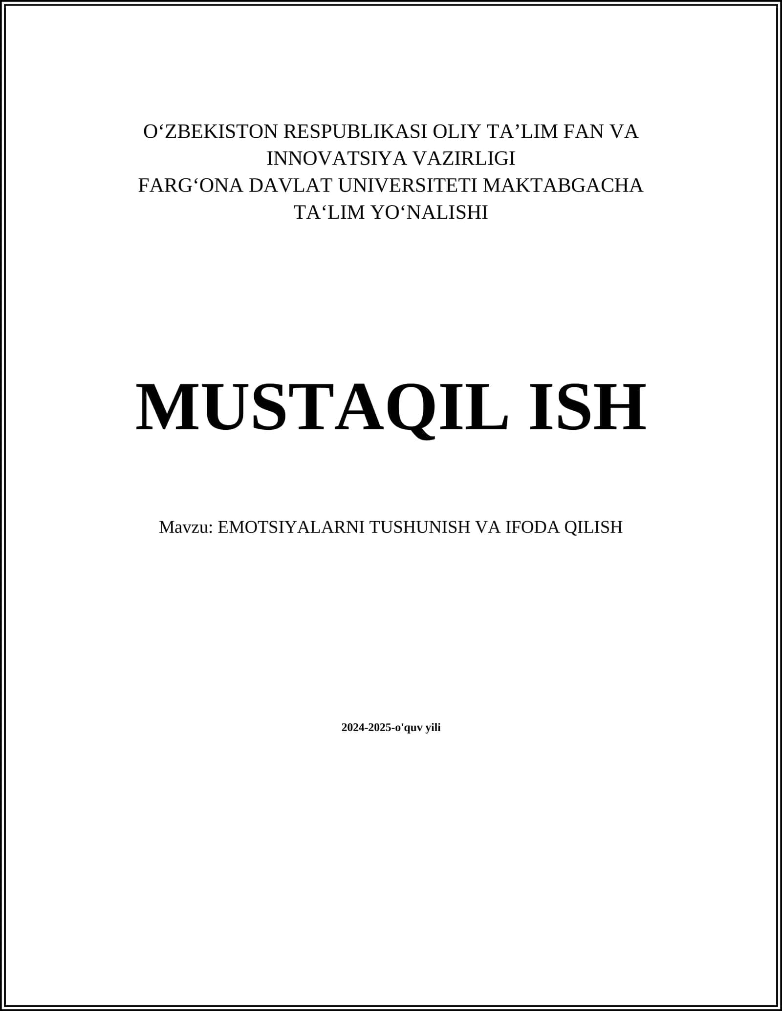 EMOTSIYALARNI TUSHUNISH VA IFODA QILISH
