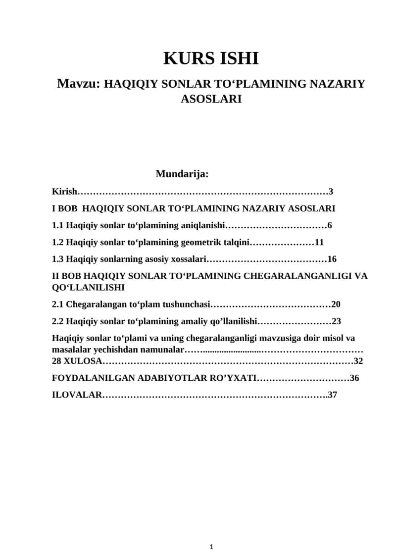 HAQIQIY SONLAR TO‘PLAMINING NAZARIY ASOSLARI