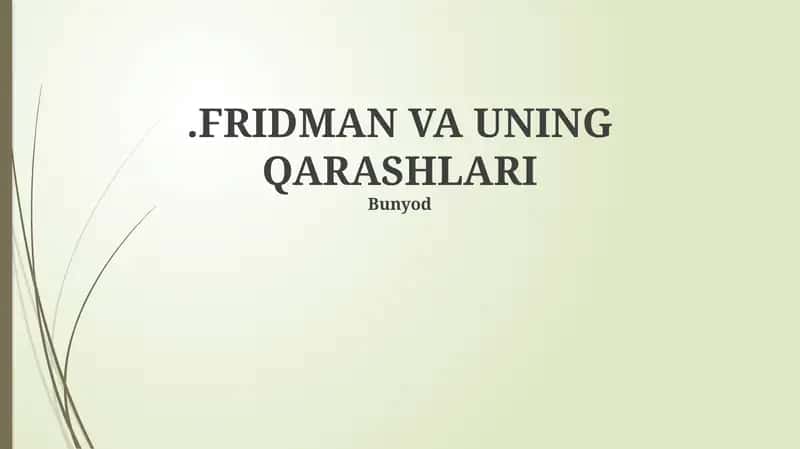 Fridman va uning qarashlari