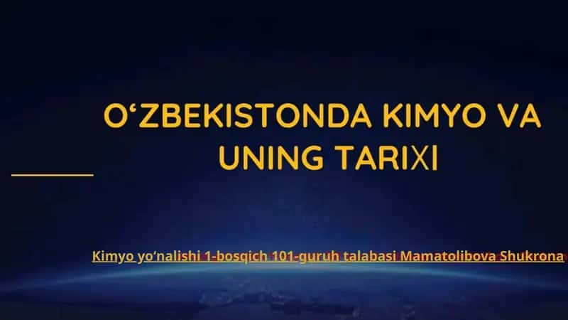 Oʻzbekistonda kimyo va uning tarixi