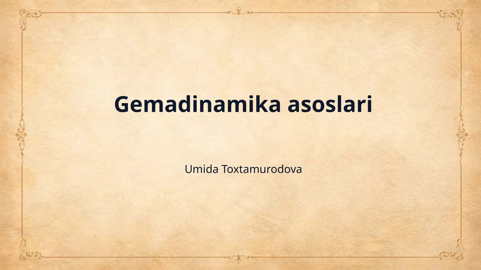 Gemadinamika asoslari